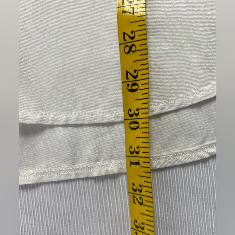 JustFab Ivory Rayon Sheer Button Down Office Career Fall Layering - Picture 9 of 11